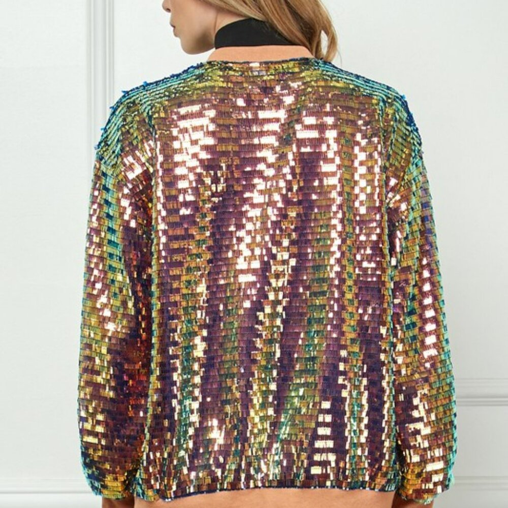 Sequin Bomber Jacket - Multicolor - Picture 7 of 9